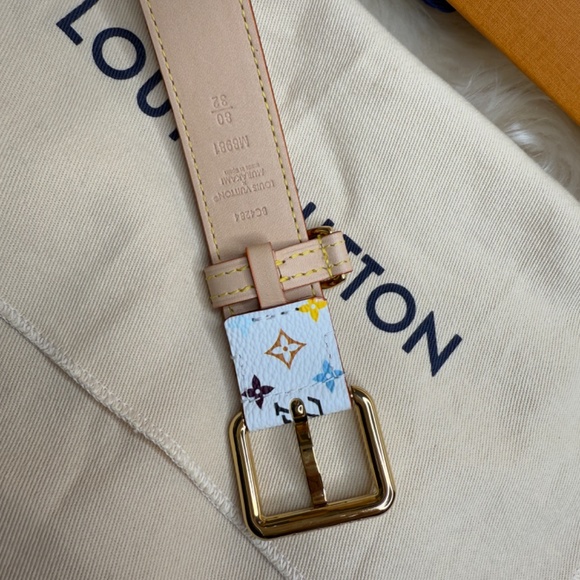 Louis Vuitton 20 Years Anniversary LV x TM D-Ring 30 mm Belt White Size 80cm - Picture 4 of 8